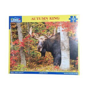 White Mountain Autumn King Moose Puzzle 500 pcs Mark Picard New w/ Poster